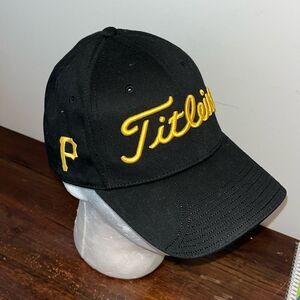 Pittsburgh Pirates Hat Cap Embroidered Black Golf Baseball Mens Sewn Titleist
